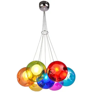 Lichtsse LED Kronleuchter Pendelleuchte Farbige Bubble Ball Lampe Hängelampe Glas Esszimmerlampe Für Mehrflammige Leuchten Buntglas Wohnzimmerlampe Modern Pendelleuchte Höhenverstellbare 120CM, 7Kopf