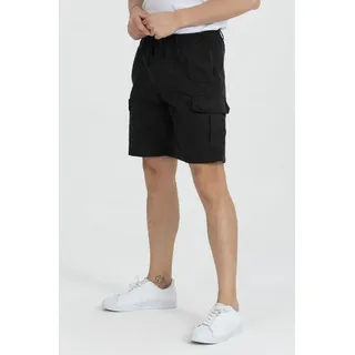 Kendindza Collection Cargoshorts Bermuda Herren Kurze Cargo Hose Schlupfhose Stretch Gummibund kurze hose Herren Cargoshorts Herren Sommer Stretch Gummibund schwarz L