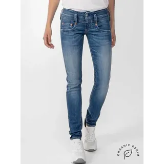 Herrlicher Damen Pitch Slim Organic Denim Jeans, Blue sea L32, W27/L32 - 27W
