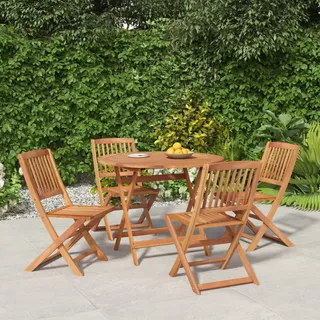 Faroom Gartenmöbel Set Holz 4+1-4 Hochlehner Stühle Verstellbar & klappbar mit Tisch Wetterfest Akazie Garten Sitzgruppe Garten Terrasse Balkonmöbel Sitzgarnitur Garten-Essgruppe 90 x 75 cm