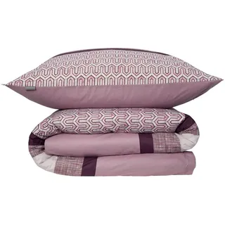 SCHIESSER Siena Gestreift Baumwolle Burgund 135 x 200 cm + 80 x 80 cm