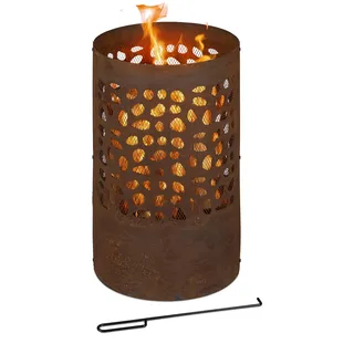 Relaxdays Feuertonne Ø 37 cm Braun
