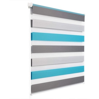 Doppelrollo, Woltu, Lichtschutz, Lichtschutz, Rollos für Fenster und Türen, verdunkelnd blau|grau|weiß 60 cm x 150 cm