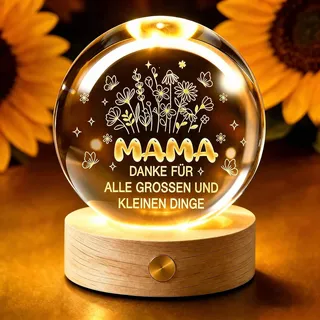 Muttertagsgeschenk, 60mm Aufladbar Glas Kristall Geschenke für Mama Mutter Tochter Sohn Geschenk, Beste Mama Geburtstagsgeschenk Muttertagsgeschenke für Frauen