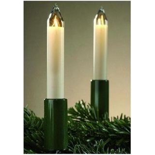 Hellum, Lichterkette, Lichterkette Schaftkerze 15 Kerzen klar für innen Schaft/Kabel grün 12,8m elfenbein (0.42 m)