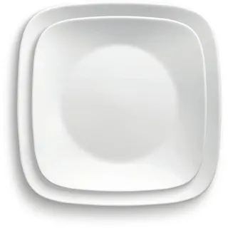 CORELLE Speiseteller 22,9 cm, Vitrelle-Dreischichtglas, splitterfest | Pure White, für Küche und Gastronomie, mikrowellengeeignet, backofenfest bis 175°C, spülmaschinenfest