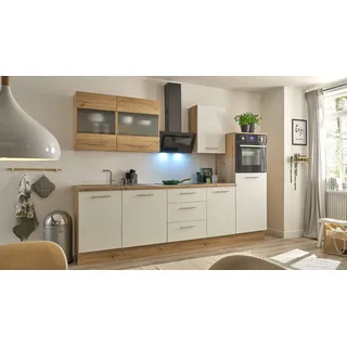 Küchenzeile - weiß - Artisan Eiche - 280 cm - inkl. Elektrogeräten - ISOLA