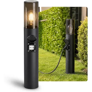 SSC-LUXon VARDA Wegeleuchte mit Steckdose E27 LED warmweiß 4W IP44 | Standleuchte 50cm mit Steckdose - Schuko-Anschluss & warmweißes Licht, reihenschaltbar, für Garten, Wege & Terrasse, IP44
