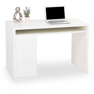 Schreibtisch MOON (BHT 110x75x60 cm) BHT 110x75x60 cm weiß Winkelschreibtisch Eckarbeitsplatz Eckschreibtisch Computerschreibtisch Bürotisch - weiß