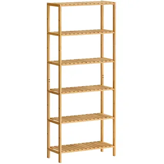Songmics Badregal, BCB036Y01, aus Bambus, braun, stehend, mit 6 Ablagen, (B/H/T) 60 x 160,9 cm