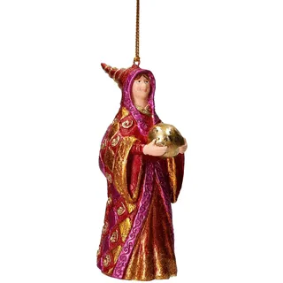 Hexe Zauberin Deko Anhänger Christbaumschmuck Weihnachten Ornament Kupfer pink Gold 12cm