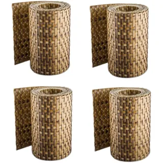 Sellon24® Rattan Sichtschutz-Streifen Rattanoptik Sichtschutz für Stabmattenzaun Flechtoptik 255 x 19 cm (RD08_Stroh_4 Stück)