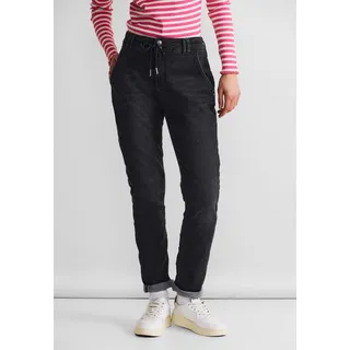 Loose-fit-Jeans STREET ONE "Bonny" Gr. 33, Länge 30, grau (dark grey washed) Damen Jeans Weite mit Kordel