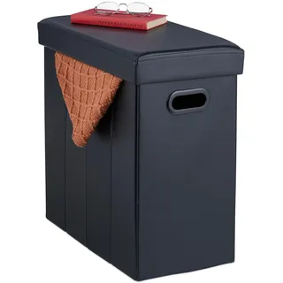 Relaxdays Sitzhocker mit Stauraum Kunstleder 48,5 x 49 x 27 cm Schwarz