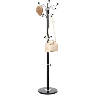 DHQCQL Garderobenständer, 170cm Jackenständer Stehend mit 17 Haken, 360° Drehbarer Taschenbaum Standgarderobe für Baseballmützen, Mäntel, Hüte, Taschen, Regenschirm, bis 19.96kg