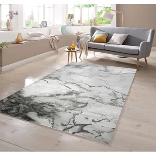 TeppichHome24 Teppich Marmorteppich mit Glanzfasern in Grau, rechteckig grau 120 cm x 170 cm