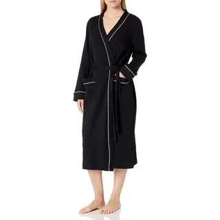 Amazon Essentials Damen Leichter Waffel-Bademantel, Lang (Erhältlich In Übergröße), Schwarz, XXL