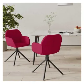 vidaXL Esszimmerstuhl drehbar Samt rot 2er Set