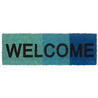 Fußmatte Fußmatte schmal WELCOME, relaxdays, Höhe: 15 mm, Blau blau|schwarz
