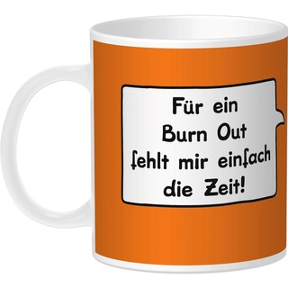 Sheepworld Tasse mit Spruch Burn Out | Kaffeetasse, Porzellan, Orange | Geschenk lustig, Büro, Kollege | 44199