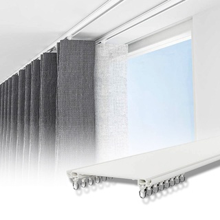 1~10m Decken Gardinenschienen 2 Läufig Vorhangschiene Aus Aluminium Schwarz/weiß Ultra Dünn Verbunden Gardinenstange Schiene Für Vorhangschienensystem (Color : Weiß, Size : 1.8)