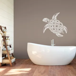 Wandtattoo WALL-ART "Badezimmer Schildkröte" Wandtattoos Gr. B/H: 80 cm x 79 cm, Tiere, weiß Wandtattoos Tiere