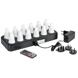 Duni LED-Set Warmweiß & Mehrfarbig Wiederaufladbar 12 Stück 70 x 40 mm 12 Std