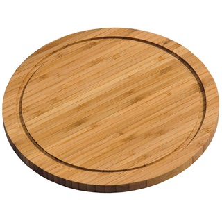 KESPER 58442 Fleischteller Ø 25 cm aus FSC®-zertifiziertem Bambus/Vesperteller/Pizzateller/Holzteller/Schneidebrett