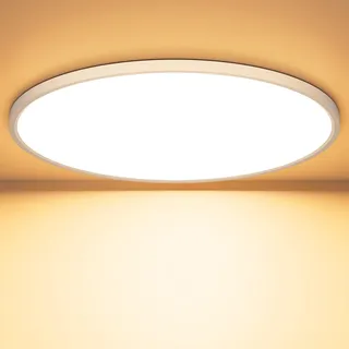OUILA LED Deckenleuchte Flach Rund - Ø50CM Deckenlampe LED 48W 3000K 4800LM IP44 Wasserdichte Badezimmer Lampe, Küchenlampe Deckenleuchte Warmweiß für Küche Bad Schlafzimmer Flur Keller