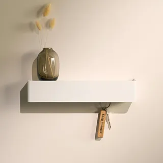 Designfabrik Hamburg Schlüsselbrett | Moderne Schlüsselaufbewahrung mit Ablage | Schlüsselhalter zur Wandmontage aus Metall | Minimalistisches Design für Flur & Eingang | Weiß