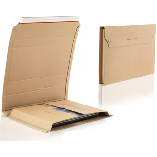 WPTrading - 50 Stück Wellpappe Buchverpackung DIN C4 325 x 250 x 75 mm (MW362) selbstklebend Braun - Buch Karton Versandtaschen für Büchersendung stabil - Maxibriefkarton für Bücher- & Warensendung