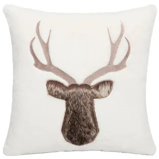 Butlers Zierkissen, Weiß, Taupe, Textil, Hirsch, Füllung: Polyester, quadratisch, 45x45 cm, AZO-frei, Wohntextilien, Kissen, Dekokissen