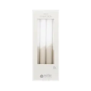 Müller Kerzen Stabkerzen, Dip-Dye,  22 x 245 mm, halbgetaucht 224245225s , 1 Packung = 4 Stück, Farbe: sand