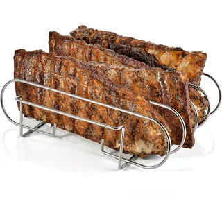 Spareribs Halter Grill, Rippchenhalter Spareribs, Rippchenhalter Grillen | Halter BBQ Grill, Rib Holder, Halter Grill Braten, Metall Grill Halter, Napoleon Grill Zubehör, Für Rippchen, Grill (Silber)