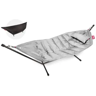 Fatboy Headdemock Deluxe XXL Hängematte inkl. Kissen Hellgrau Freistehend Outdoor Garten Hängematte Ständer Luxus Hängematte, Tragfähigkeit 150kg - Hellgrau