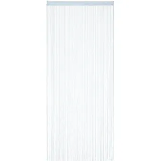Relaxdays Fadenvorhang, 90x245 cm, mit Tunneldurchzug, kürzbar, für Türen & Fenster, Fadengardine, waschbar, Silber