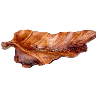Brillibrum Dekoschale Teakholzschale Holzschale Teak Holz Blatt Schale Wurzelholz Teak 60 cm