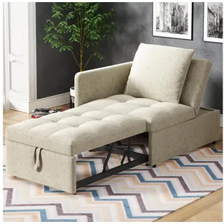 LuxusKollektion Schlafsofa Schlafsofa Klappsofa Schlafsessel 3in1 200kg Leinenoptik Beige beige