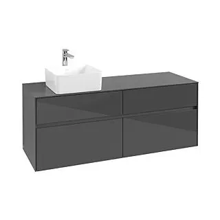 Waschbeckenunterschrank 140 x 55 cm Glossy Grey