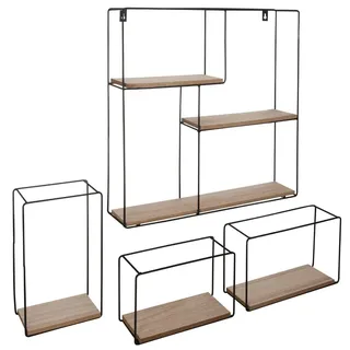 Atmosphera - Set aus 4 Wandregalen - Metall und Holz - Schwarz