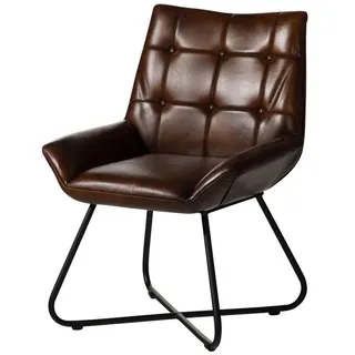 MASSIVMOEBEL24.DE Polsterstuhl Leder braun