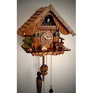 CLOCKVILLA HETTICH-UHREN Wanduhr Schwarzwälder Kuckucksuhr mit Schindeldach braun
