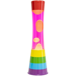FISURA - Regenbogen-Lavalampe. Mehrfarbige Regenbogenbasis, rosa Flüssigkeit und orangefarbene Lava. Lavalampe mit Ersatzbirne. 11 x 11 x 39,5 zentimeter.