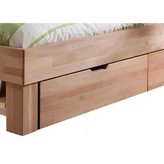 2x Bettkasten Schublade Bett Schlafzimmer JUDITH Kernbuche massiv - Dunkelrot