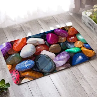 LNXSESN Bunte Steine Schmutzfangmatte Polyester Verdicken Fussmatte Aussen rutschfest Fußmatten Außen Dekontamination Türmatte Weich Fußabtreter Teppich Wohnzimmer Waschbar 40x60cm