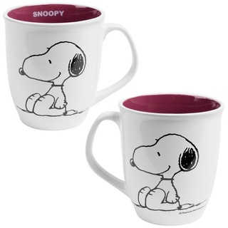 United Labels® Tasse The Peanuts Tasse - Snoopy Kaffeebecher Keramik Weiß/Rot 280 ml, Keramik bunt