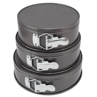 3er Set Springform Kuchenform Rund 26/24/22cm Antihaft Carbonstahl