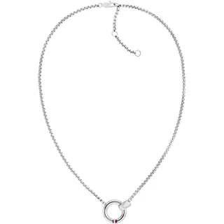 Kette mit Anhänger TOMMY HILFIGER "CIRCLES", bunt (edelstahlfarben, blau, weiß, rot), Halsketten, Damen, Edelstahl, L: 45,5 B: 2mm, mit Emaille, B:2mm