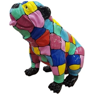 Casa Padrino Designer Gartendeko Skulptur Hund Bulldogge Mehrfarbig 67 x H. 70 cm - Gartendeko Figur - Wetterbeständige Gartenfigur