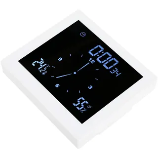 KIMISS Badezimmeruhr, TS WP10 Dusche, Innovativer Timer, Wasserdicht, Thermometer, Digitale Wanduhren, Bad Wanduhr, Saugnapf, Funkuhr Slim, Hygrometer, Versorgung, weiß, mit